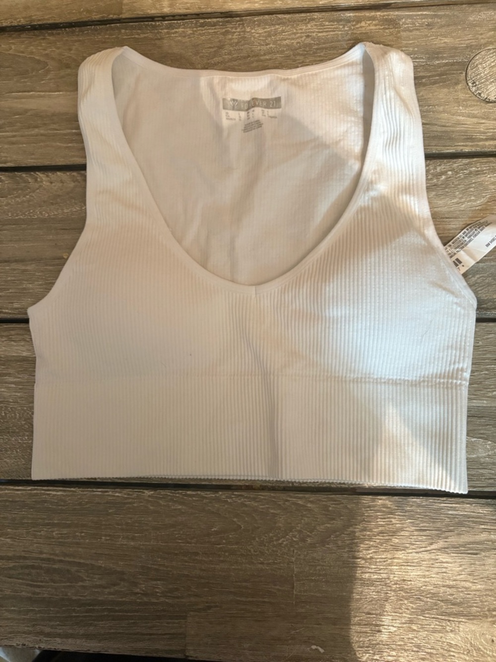 Forever 21 White Ribbed Cropped Tank NWOT